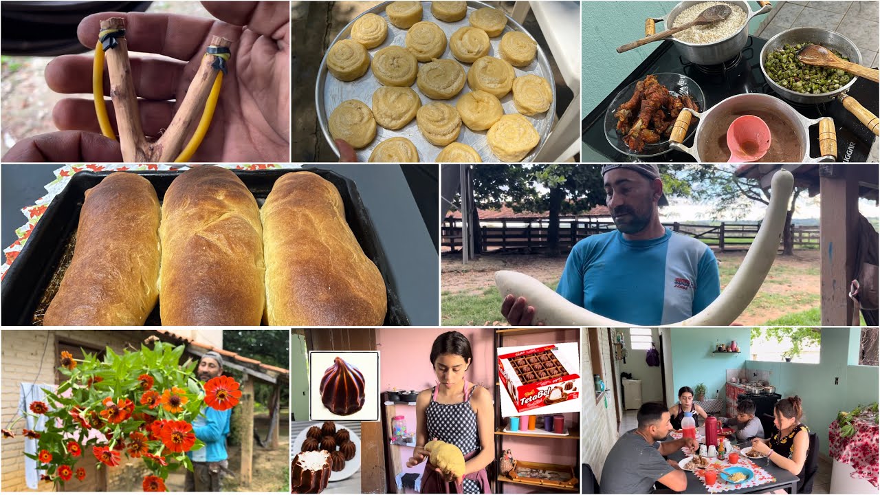 DOIS DIAS COM A NOSSA FAMÍLIA AQUI NA ROÇA ♥️🍃ELA FEZ PÃO PRA NÓS 