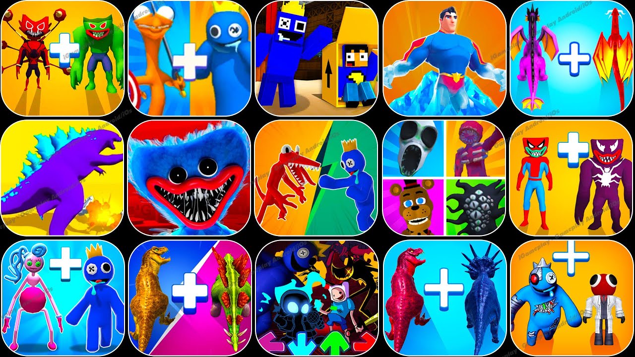 Merge Blue Monster, Merge Monster Rainbow Friends, Merge Monsters 100 Doors, Merge Fighter Street
