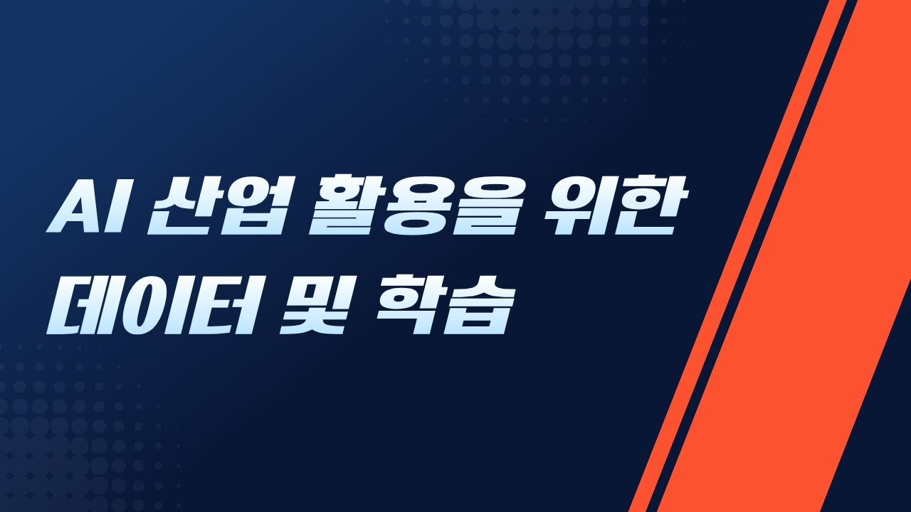 AI 산업 활용을 위한 데이터 및 학습 개요