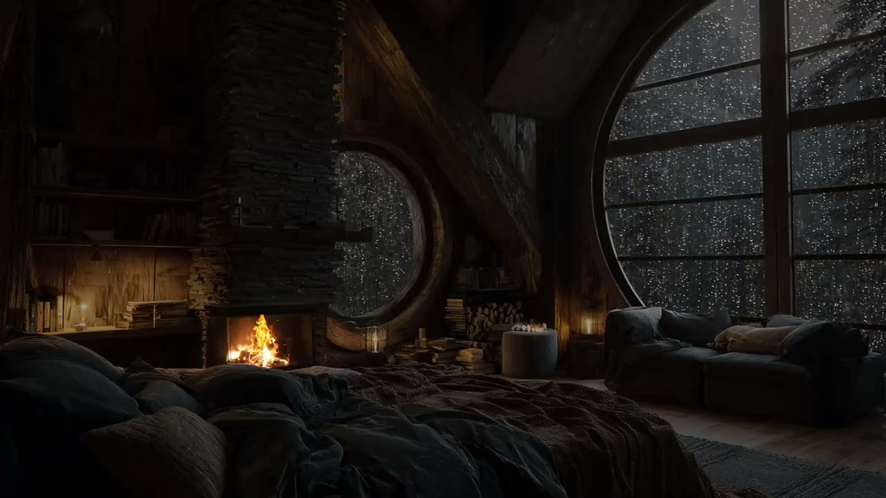 Dreamy Thunderstorm & Soft Fireplace - Rainfall Melodies for Sleeping, Relaxing & Healing the Soul