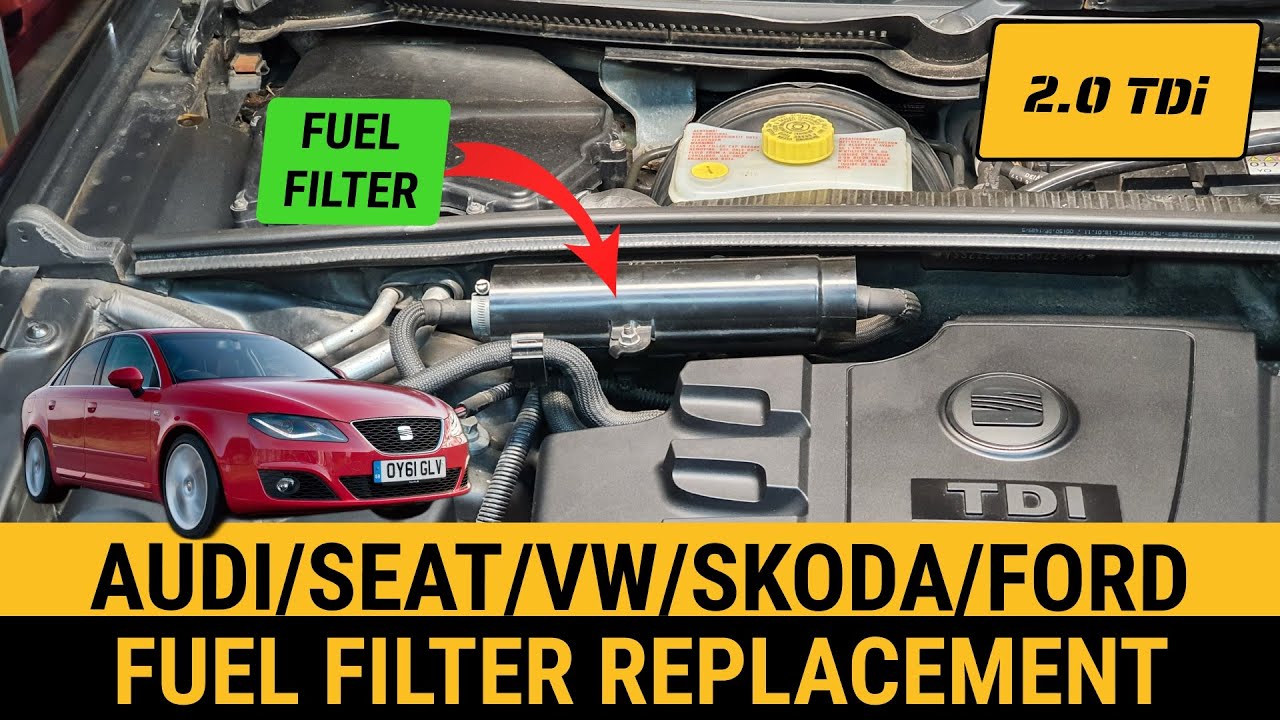 How to change replace fuel filter on 2.0tdi Seat Exeo Audi A4 A3 A5 A6 VW Golf Passat Skoda Service