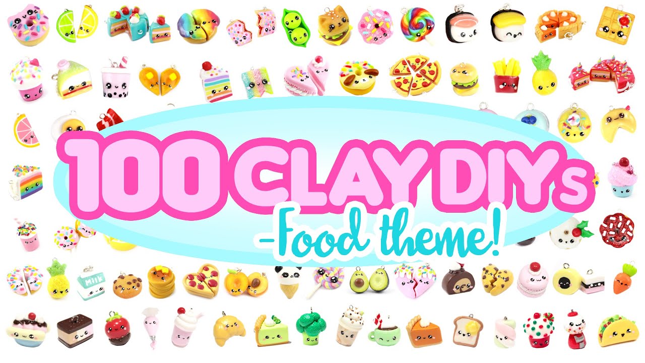 100 CLAY DIYs- FOOD theme! -Polymer Clay Compilation!