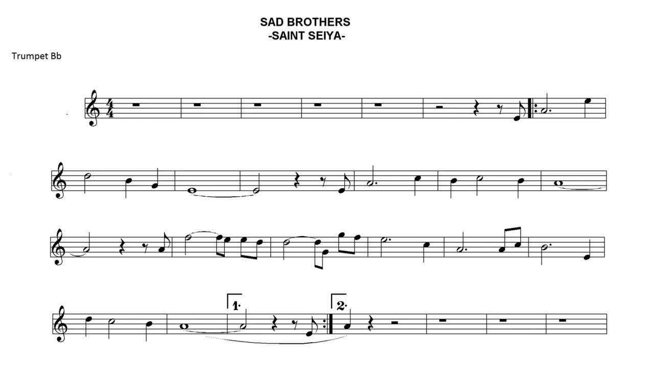 SAD BROTHER - SAINT SEIYA. PARTITURA TROMPETA 🎺