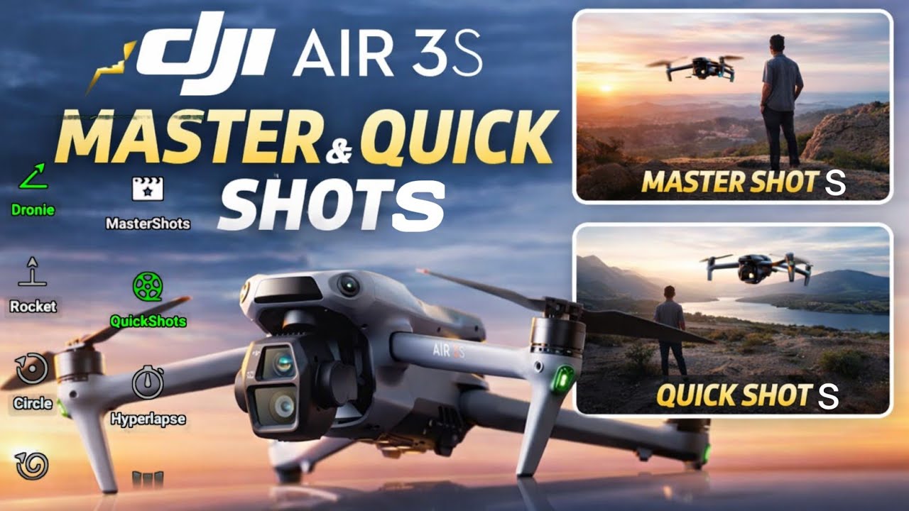 DJI Air 3S Drone Master Shot & Quick Shot कैसे रिकॉर्ड करें | Cinematic Auto Shot Tutorial (Hindi)