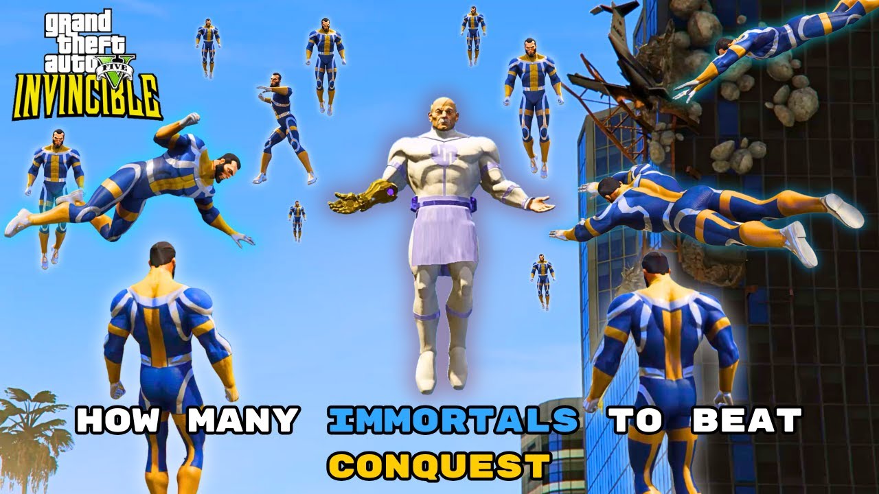 How Many Immortals to Beat Conquest? (GTA 5 Invincible Mod Battle!)