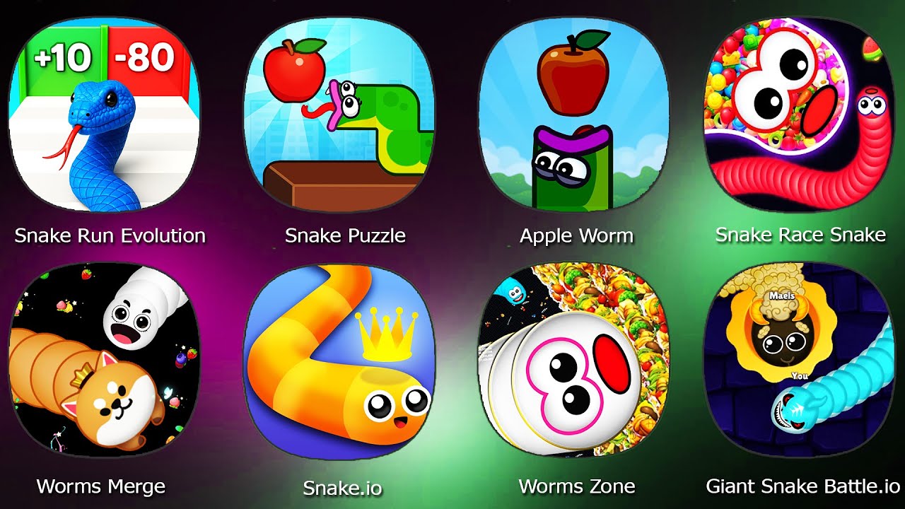 Snake Run Evolution,Snake Puzzle,Apple Worm,Worms Merge,Snake io,Worms Zone,Snake Race Snake Game