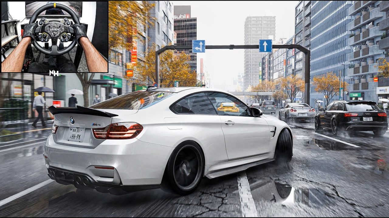 BMW M4 F82 Illegal Street Drifting | Forza Horizon 6 | Steering Wheel Gameplay