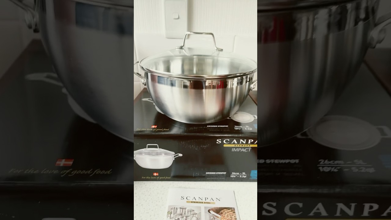 Unboxing Scanpan stainless Fry pan, Egg poacher set and Stewpot. Will donate old pans to Op shop :)