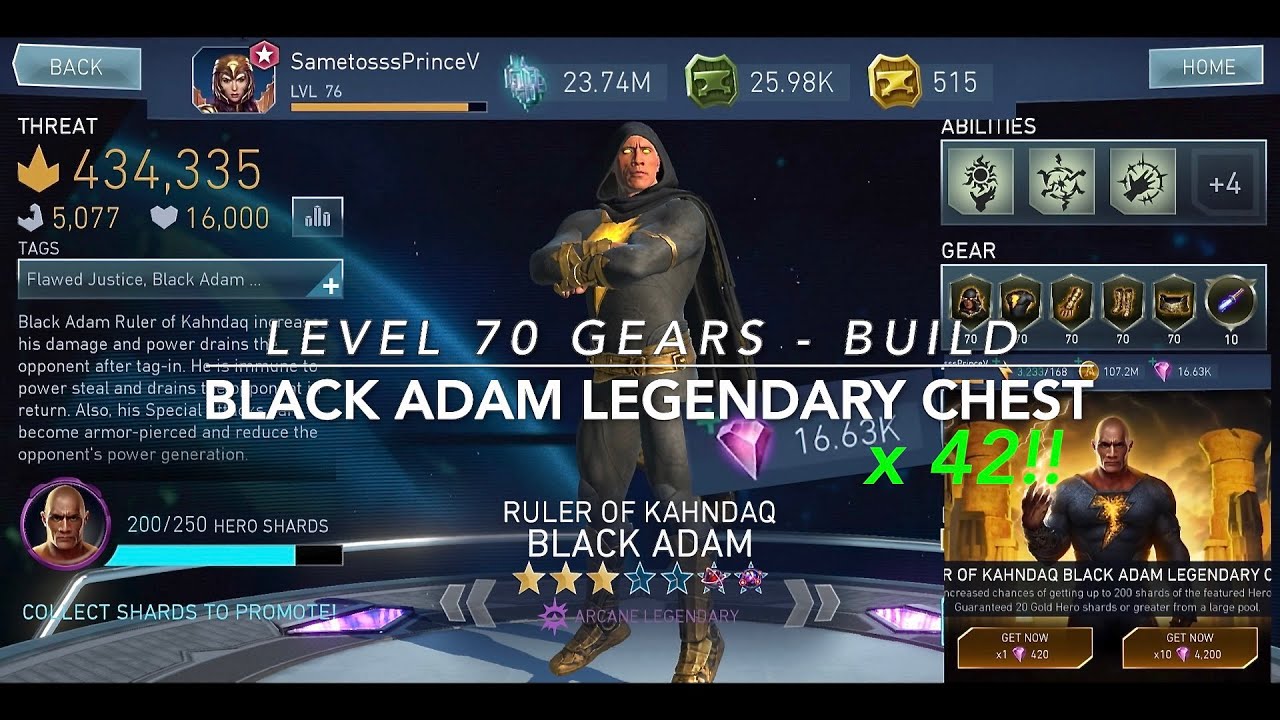 X42 RULER OF KAHNDAQ BLACK ADAM LEGENDARY CHEST OPENING +  LEVEL 70 GEARS BUILD | Injustice 2 Mobile