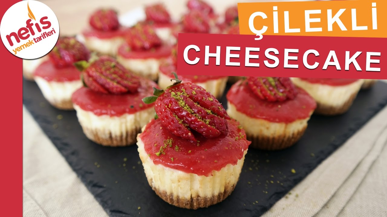 &Ccedil;ilekli Mini Cheesecake Tarifi - Tam &Ouml;l&ccedil;&uuml;, Muhteşem Lezzet - Nefis Yemek Tarifleri