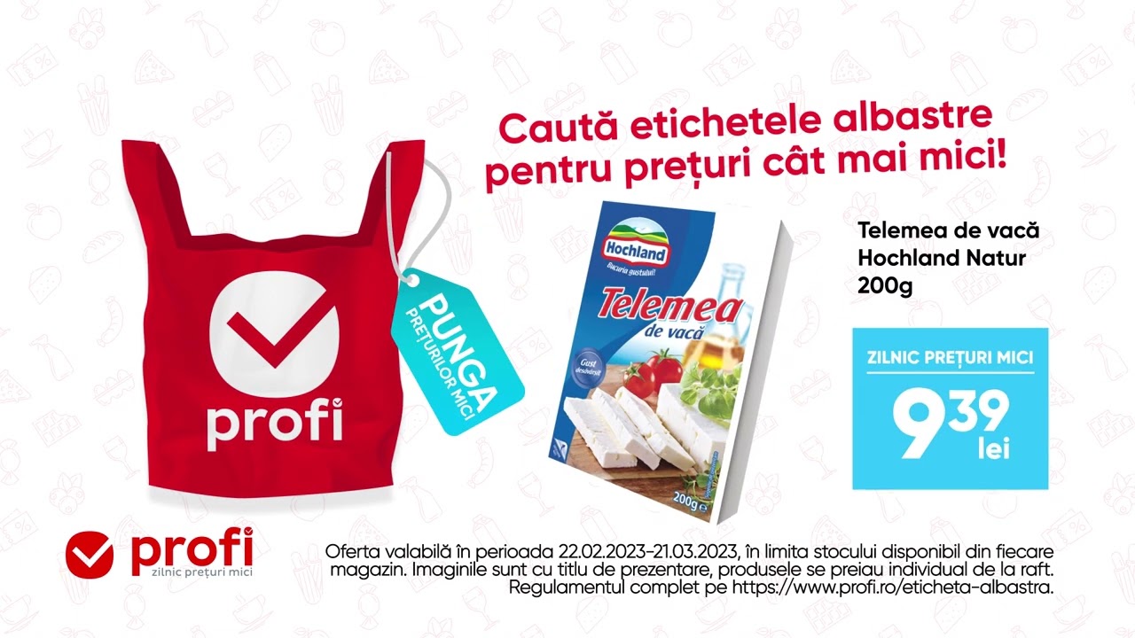 La Profi cheltuiești mai puțin cu etichetele albastre.