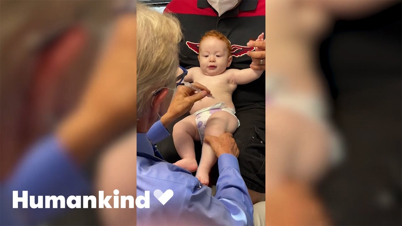Doctor makes baby giggle during shots | Humankind