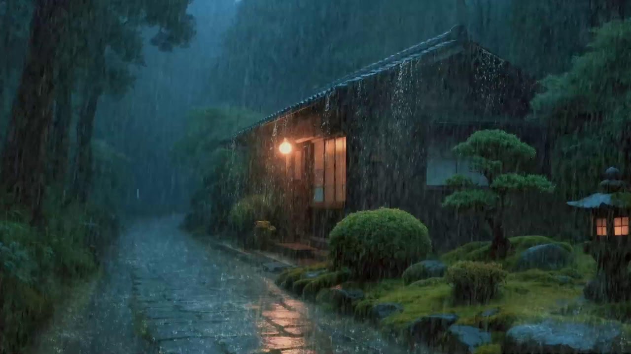 Mental overload – Relaxing rain sound – Rain falling around the house – Calm the mind 🌧️😌