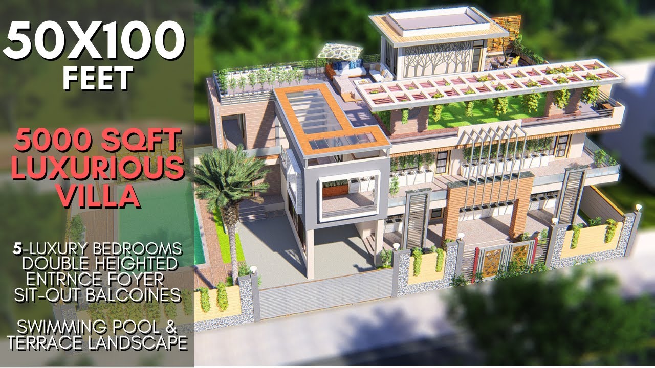 50X100 Feet House Design | Luxurious Villa for Royal Living | ID-082