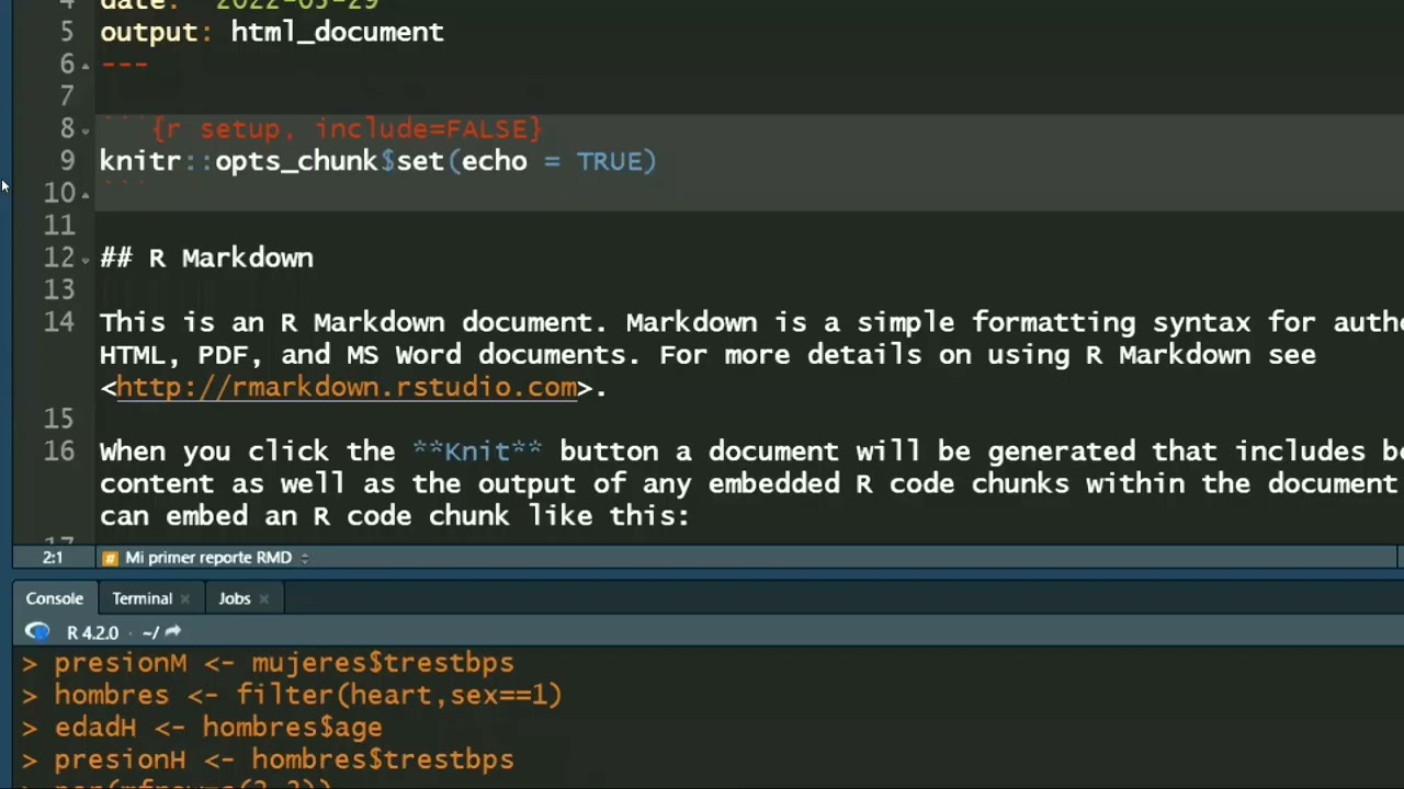 Mi primer reporte Rmarkdown