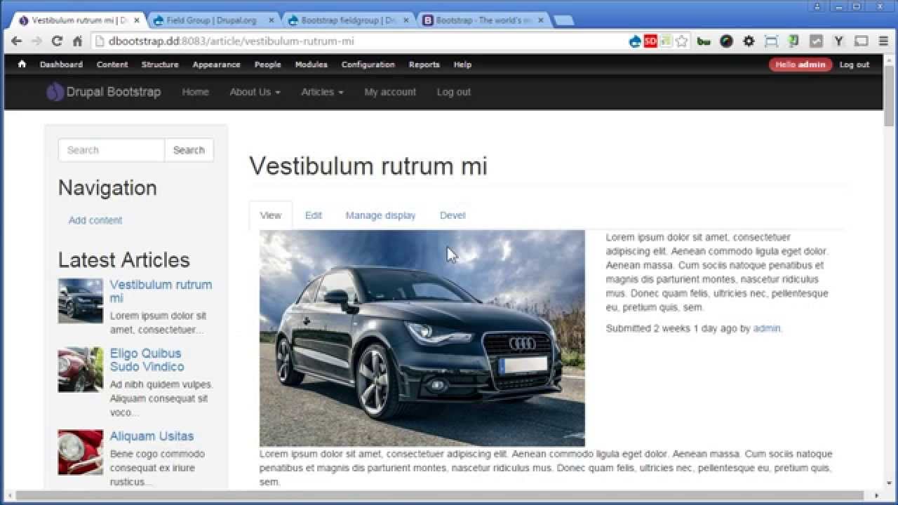 Drupal Bootstrap - 23 - Creating Bootstrap Tabs with Field Group Module