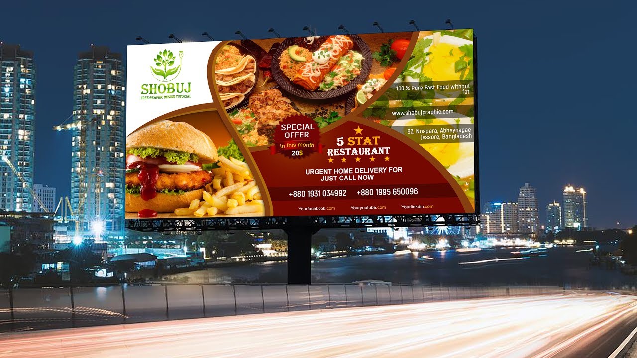Banner Design-Photoshop cc Tutorial-Food Advertisement Billboard