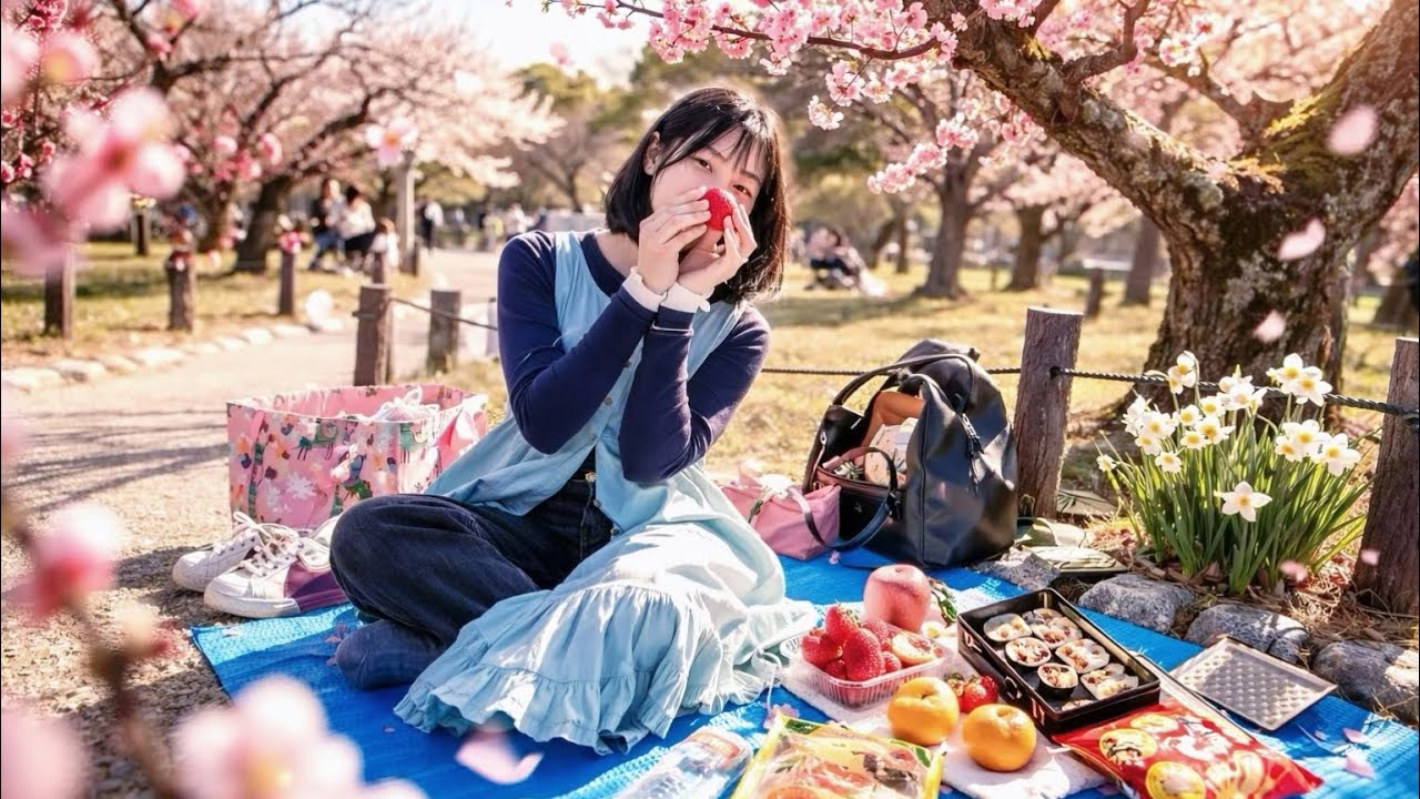 Spring Picnic in Japan | Plum Blossoms & Homemade Kimbap