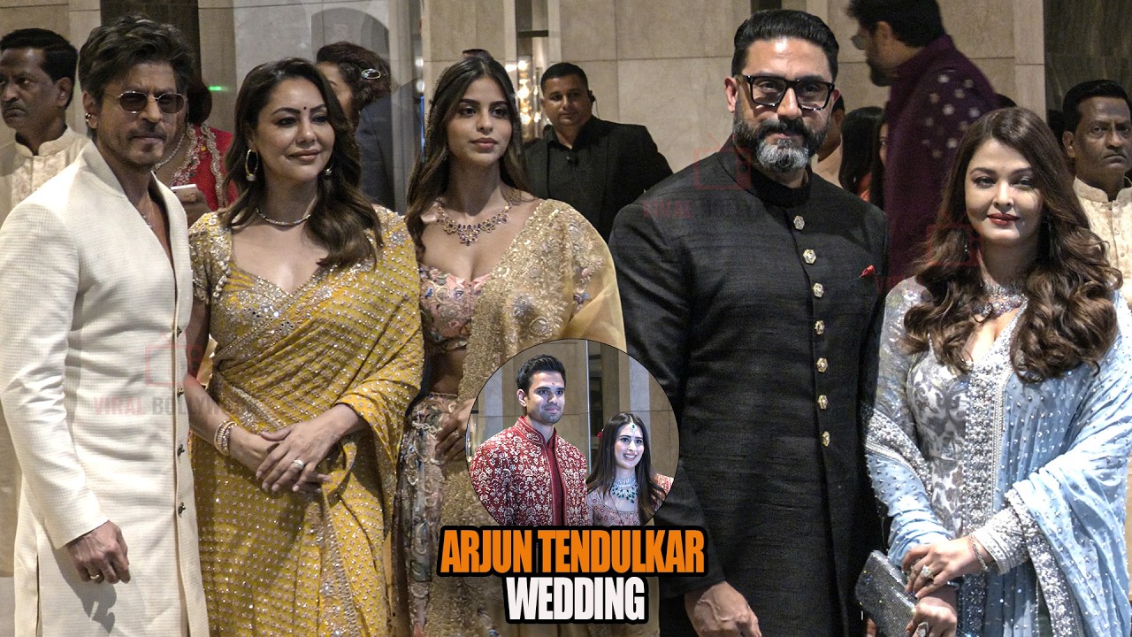 SRK, Suhana Khan & Aishwarya Rai Abhishek Bachchan Add Glamour To Arjun Tendulkar–Saaniya Wedding