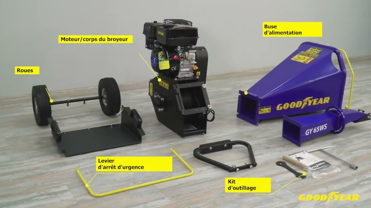 🌿💥 Comment monter le broyeur de branches thermique 6.5cv Goodyear ? 🌿💥