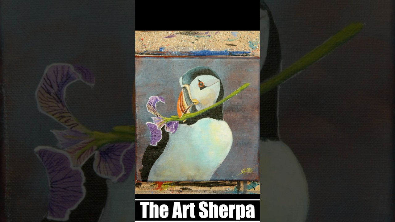 Cute Puffin painting 🖼️ #art #theartsherpa #painting