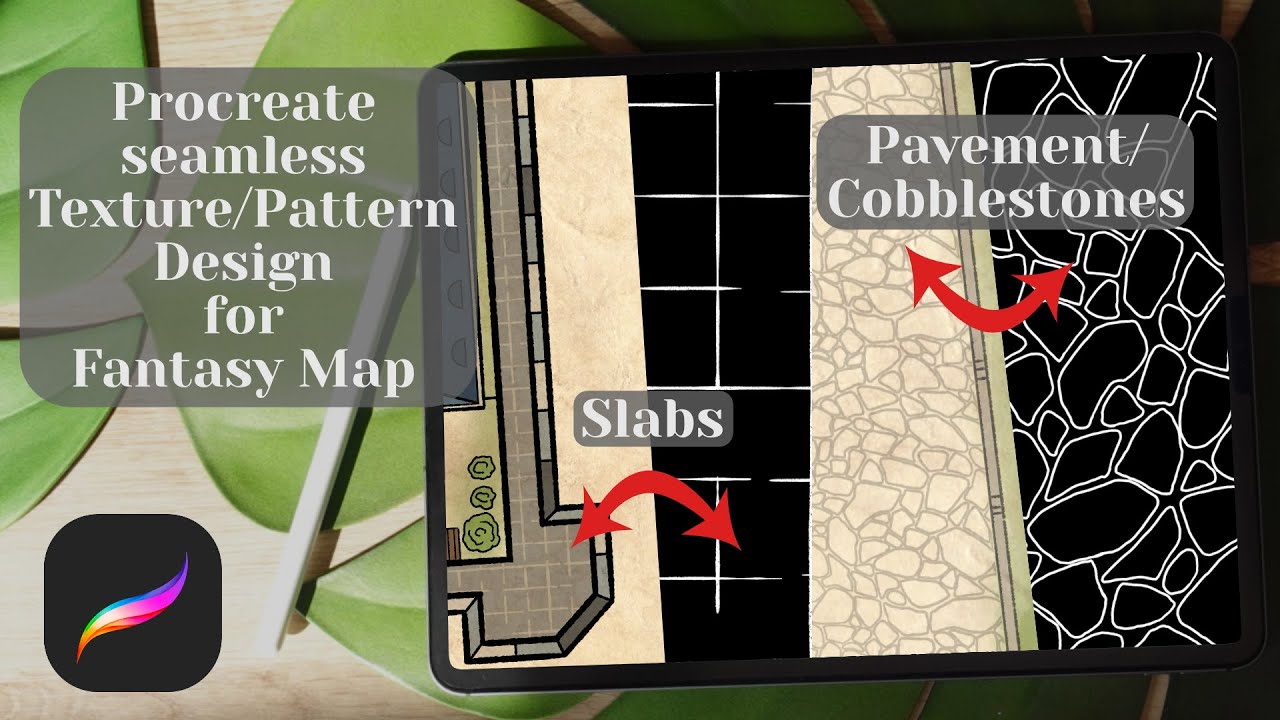 How to Create Cobblestone, Draw Pavement Texture Pattern Brush for Fantasy Maps - Procreate Seamless