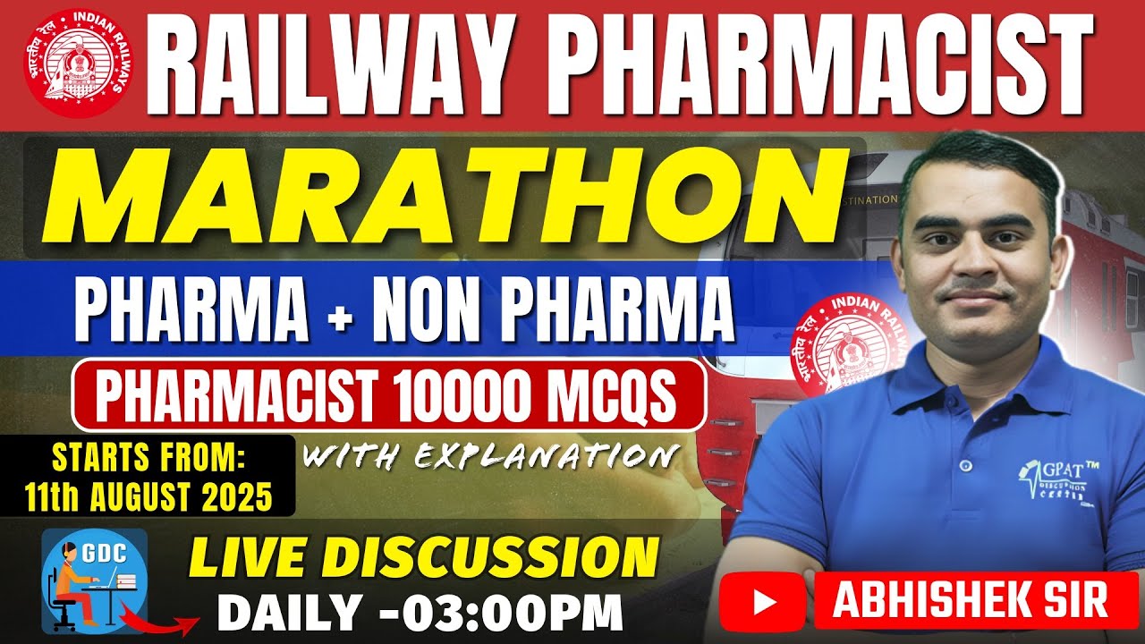 RAILWAY PHARMACIST MARATHON || PHARMA & NON-PHARMA || 10,000+ MCQS | STARTING FROM TODAY