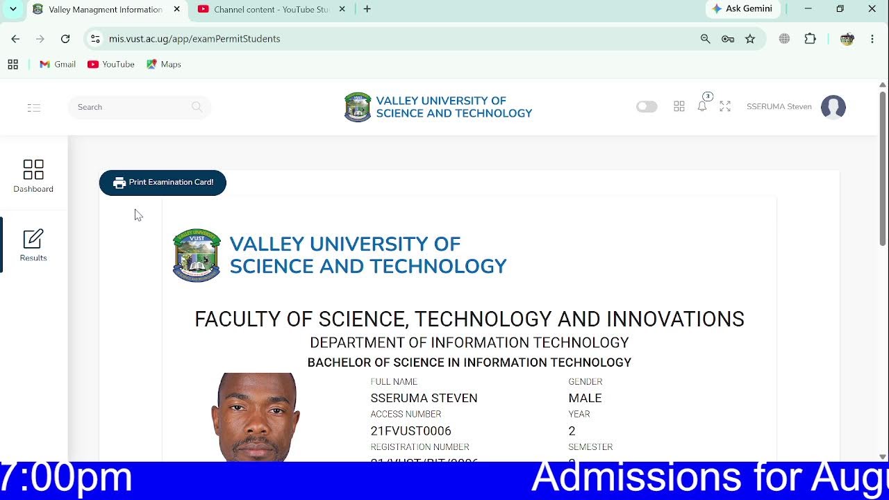 How to Access  results via VUST Student Academic Portal