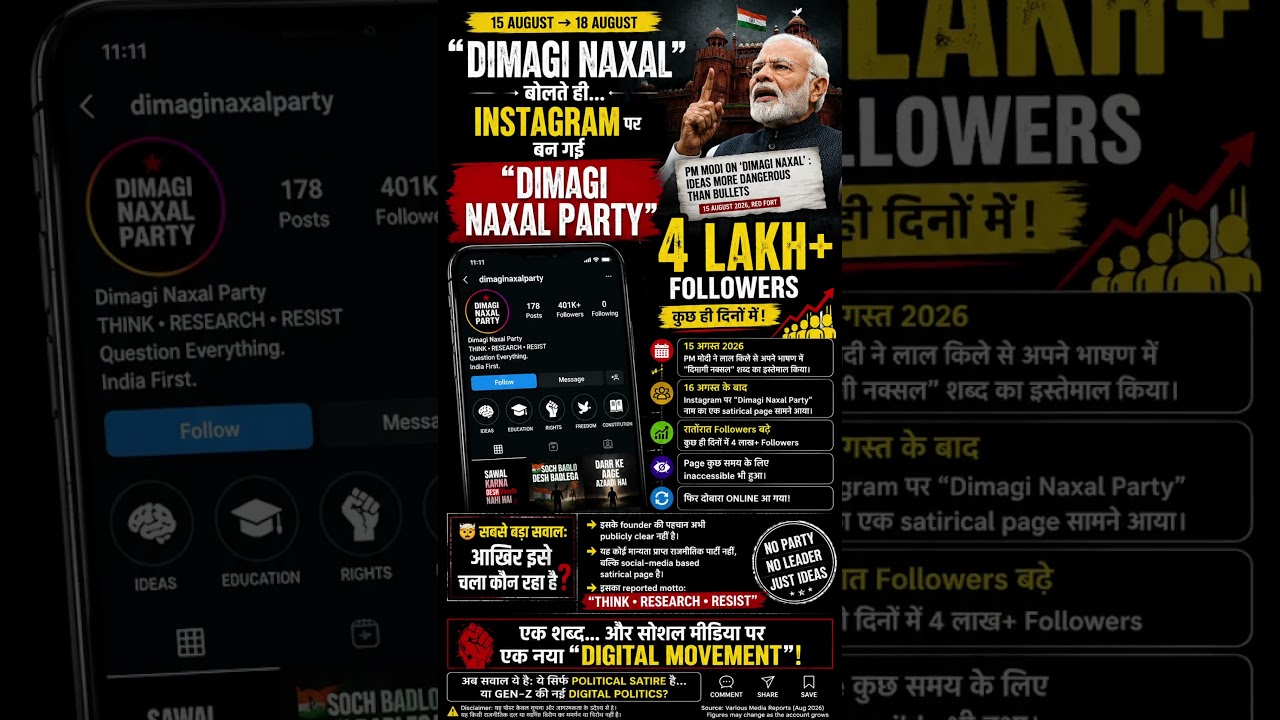 सिर्फ 1 शब्द&hellip; और Instagram पर खड़ी हो गई &lsquo;Dimagi Naxal Party&rsquo;!😳पूरा मामला क्या है? #viralnews #010