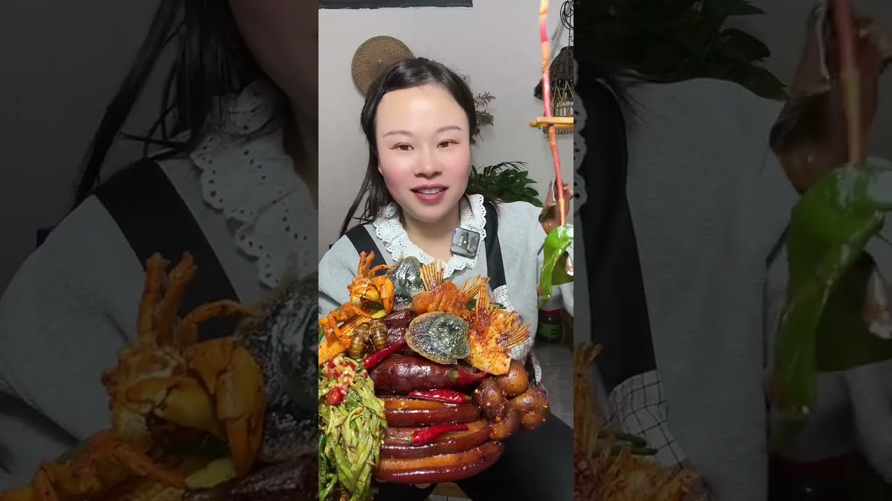 Susu Yummy Spicy Food Mukbang 😋 Eating Braised Pork Belly With Sausage And Green Vegetables #asmr 