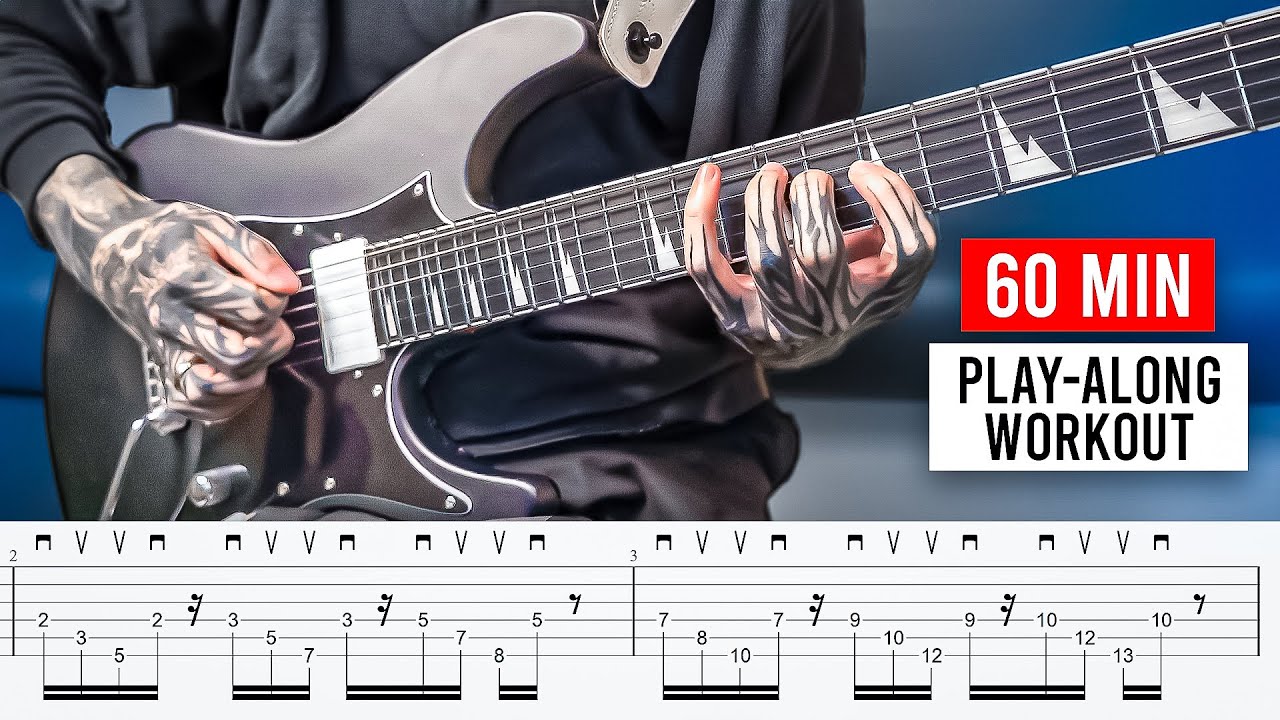 BEST 60 MIN GUITAR TECHNIQUE WORKOUT - alternate picking, legato, sweep picking & more