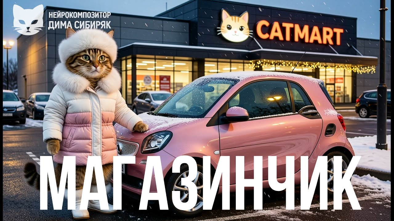 МАГАЗИНЧИК - Нейрокомпозитор Дима Сибиряк. AI Music Video #cat #кошки #top #music #тренды #музыка