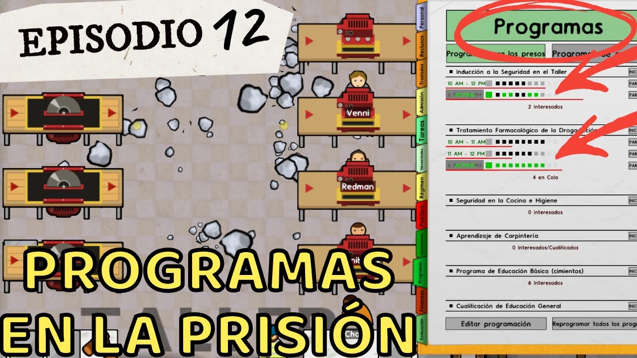 Prison Architect - c&oacute;mo iniciar PROGRAMAS para los PRESOS -  EP12