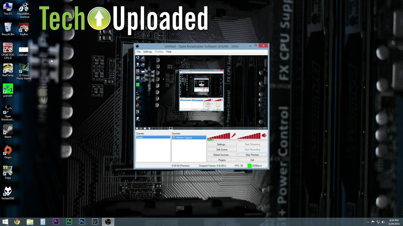 Desktop video capture using Open Broadcaster Software (OBS)