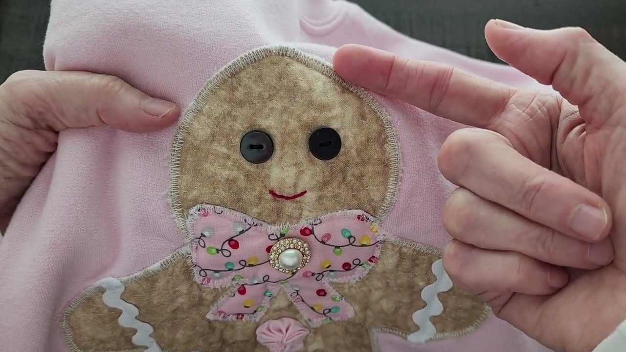 Gingerbread Man Applique for sweatshirt