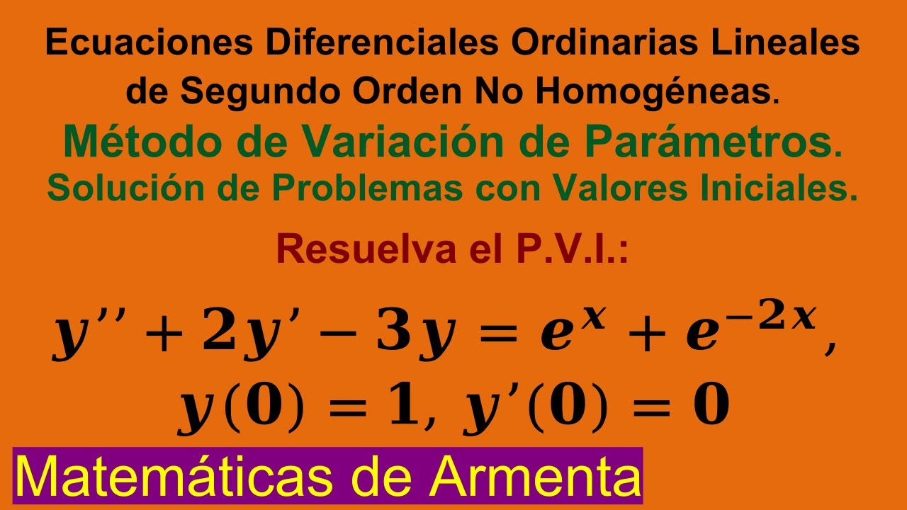 EDOs Lineales de 2do Orden No Homogéneas por Variación de Parámetros Clase 25