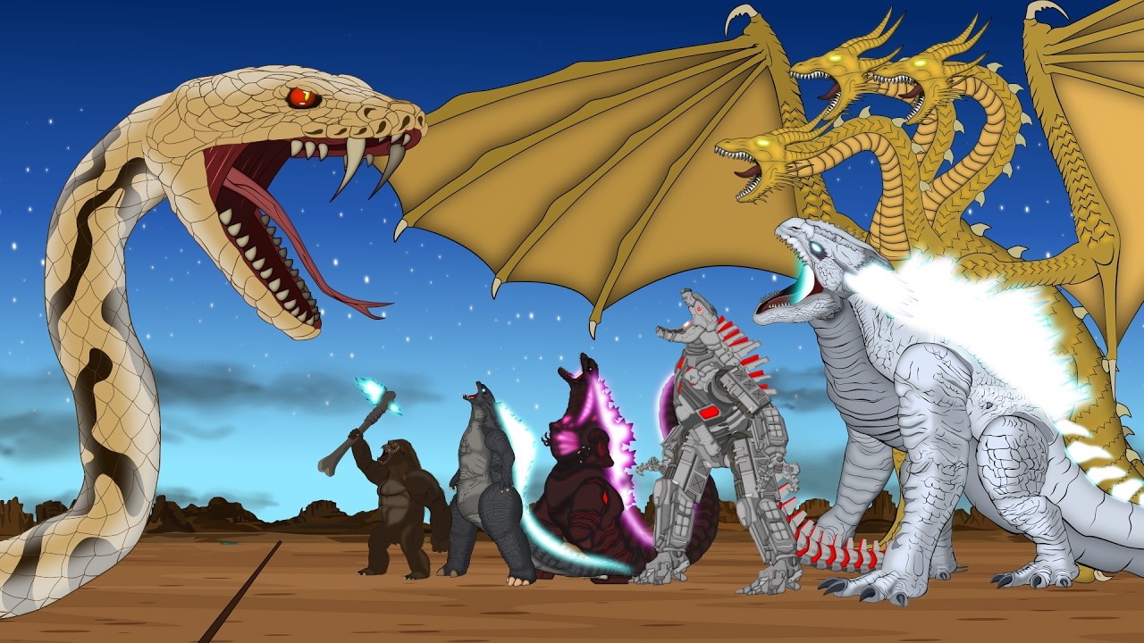 Evolution of Giant Python: Attacks Godzilla & Kong Family &ndash; King Ghidorah Rescue | Monster Cinematic