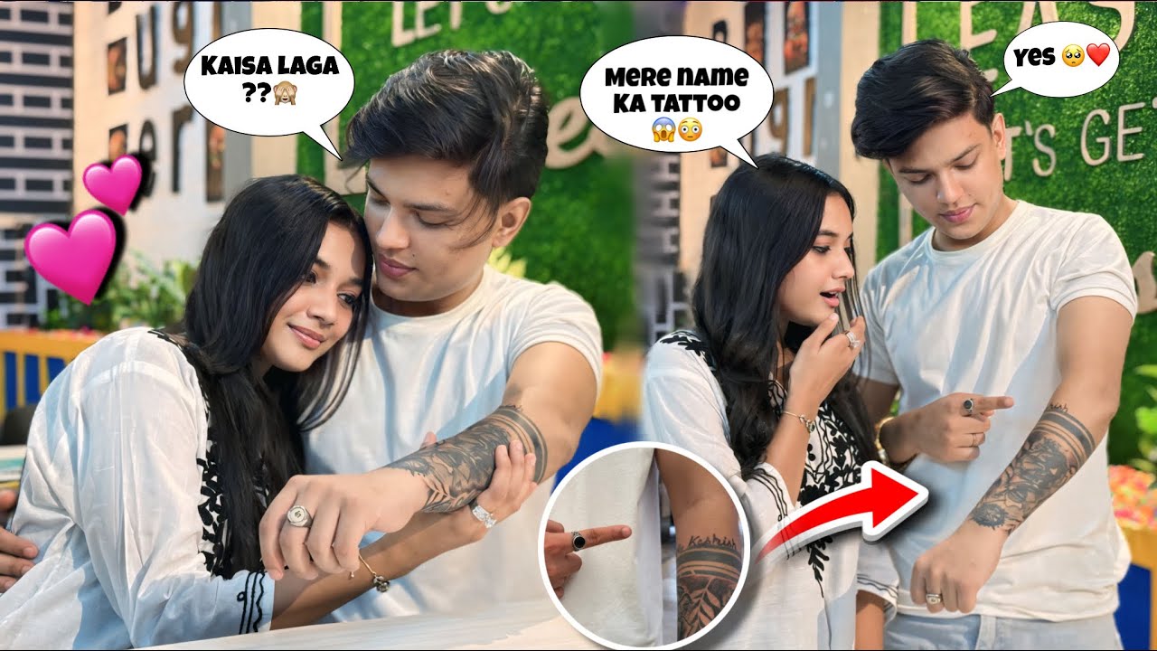 Kashish Ke Naam Ka Permanent Tatto Karwa Liya🥹 Real Wala Love?❤️ She Got Emotional 😭