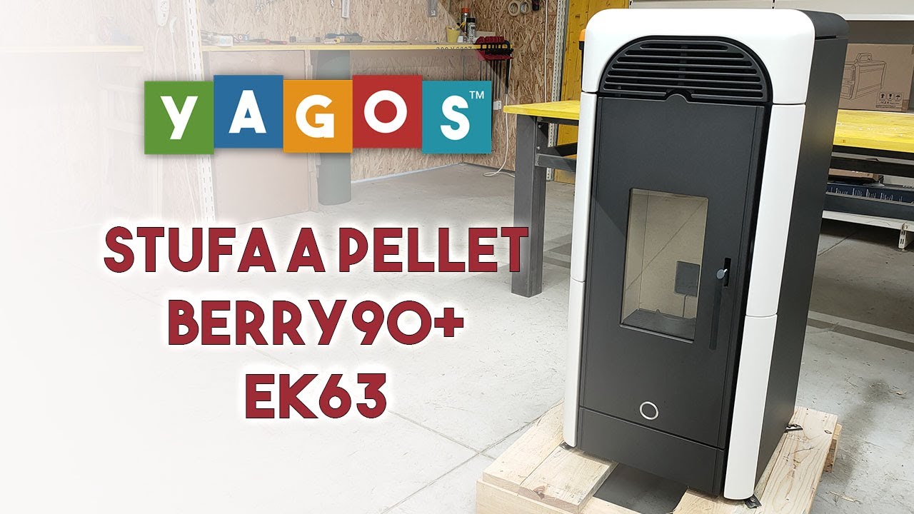 Stufa a pellet stagna canalizzata Berry90+ EK63 panoramica Yagos