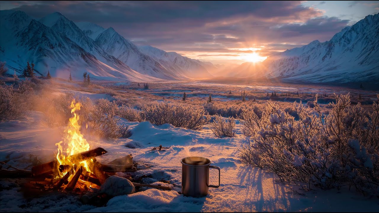 Day 72: This Morning Will Find You 🔥❄️ | Alaskan Sunrise Campfire & Coffee Ambience