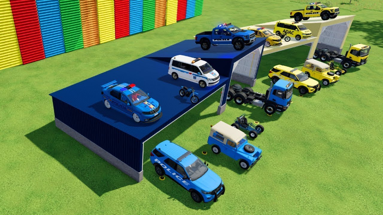TRANSPORTING ALL POLICE CARS & AMBULANCE EMERGENCY VEHICLES WITH MAN TRUCKS! Farming Simulator EP236