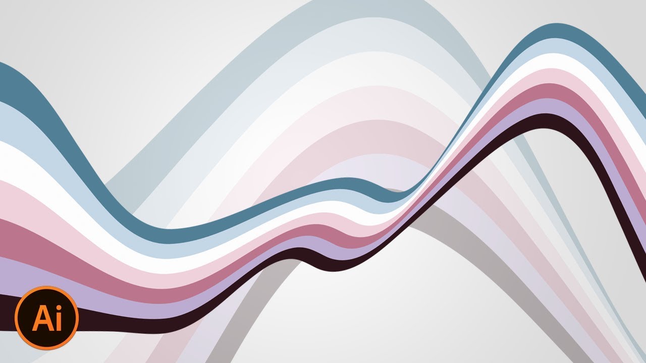 Como hacer una franja con ondas de colores  - Illustrator (En Español)