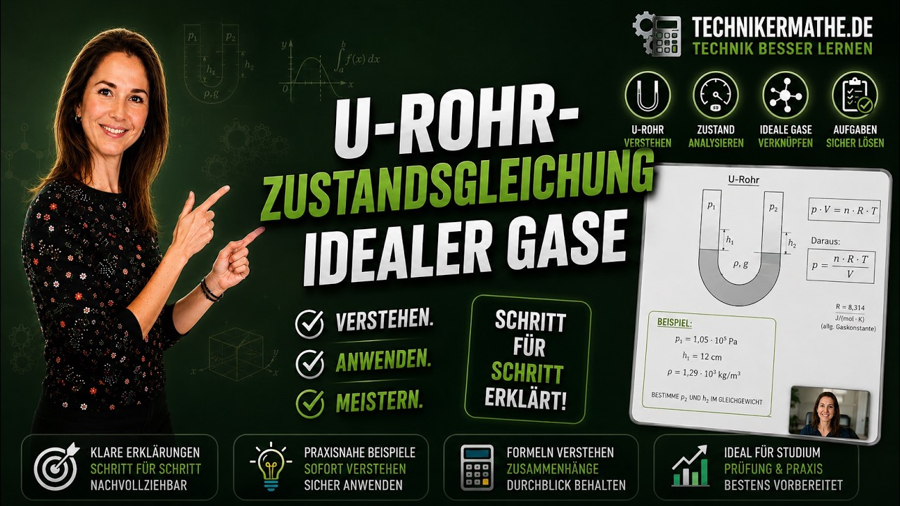 U-Rohr - Zustandsgleichung idealer Gase | Beispiel ✅  Einfach gut erklärt! 1a Technikermathe 💚