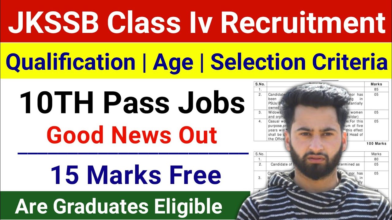 JKSSB Class Iv Recruitment - JKSSB Vlass Iv Posts Qualification,Age, Selection | JKSSB Class Iv Jobs