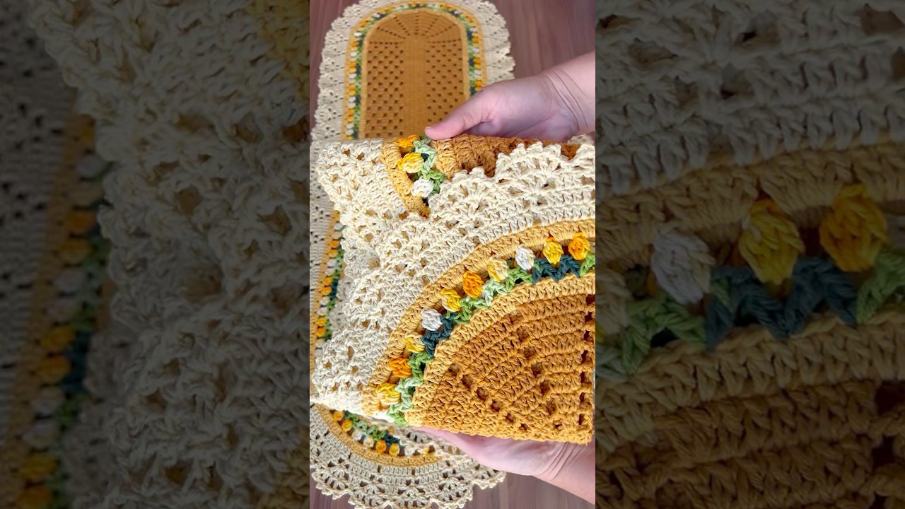 Jogo de cozinha tulipas de croch&ecirc; passo a passo tapete de croch&ecirc; para cozinha
