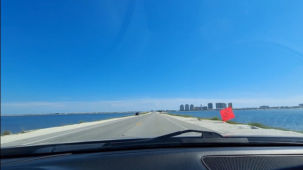 Driving on the bridge to the Navarre beach!