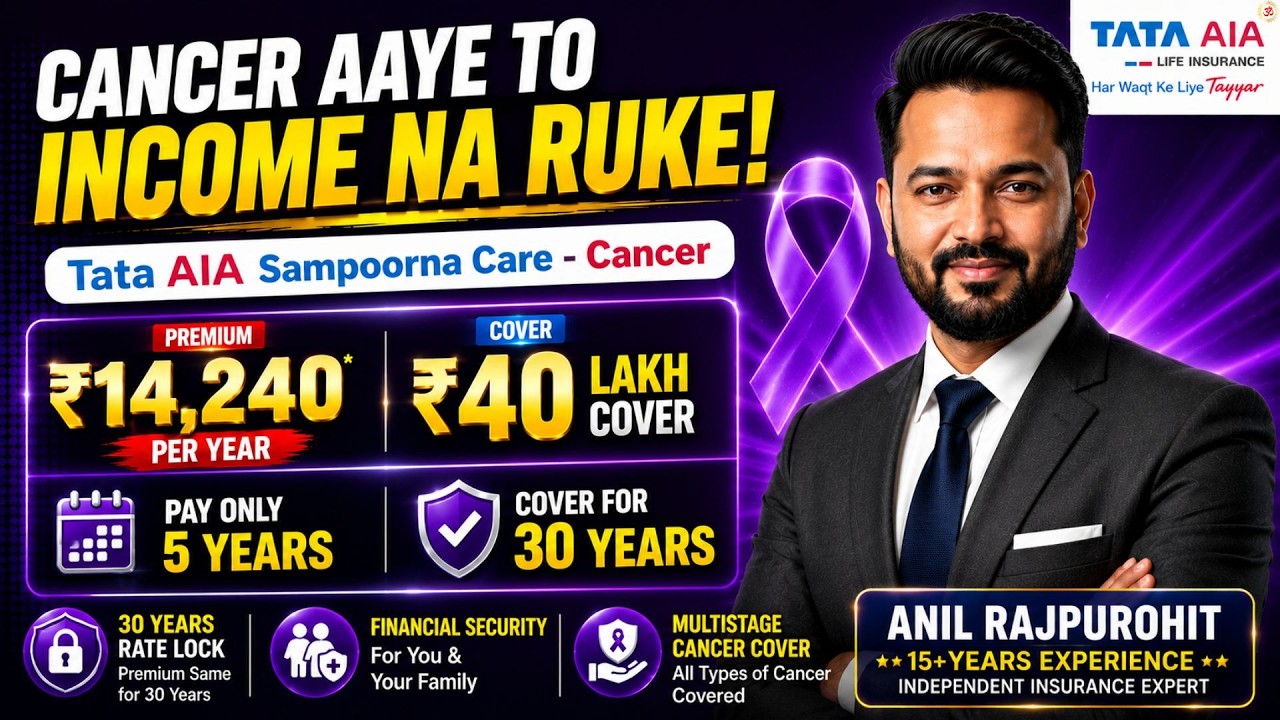 Tata AIA Sampoorna Care Cancer Plan 2026 | ₹40 लाख कैंसर कवर सिर्फ ₹1,240/माह में | पूरा Review