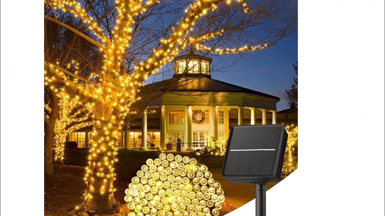 Minetom Solar String Lights Outdoor Waterproof- Solar Powered String Lights with 8 Lighting Modes