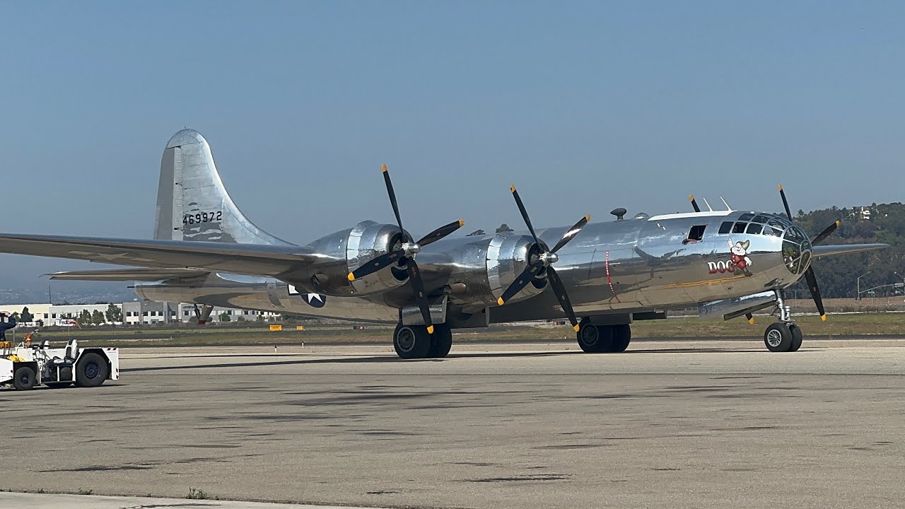Amazing Sound!!!! B-29 Doc Start Up and Taxi at Camarillo | Single Aircraft Clips #33