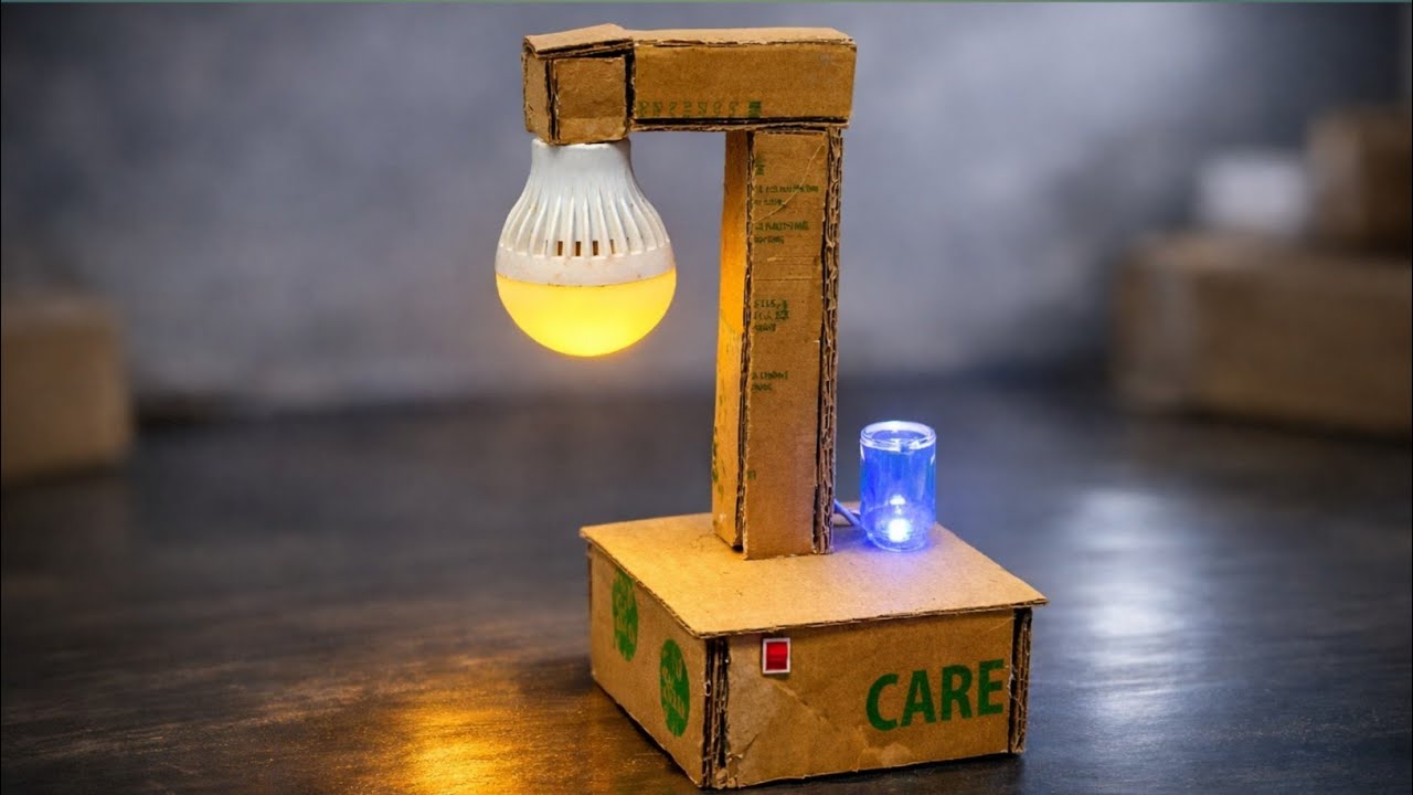 Cardboard se bana rechargeable lamp| how to make rechargeable night lamp 
